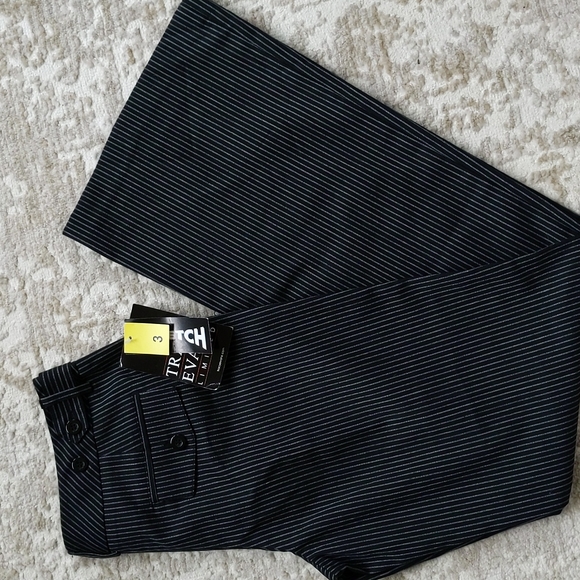 NEW Tracy Evans Limited Striped Flared Bootcut Trouser Pants J3 Black White - Picture 1 of 16